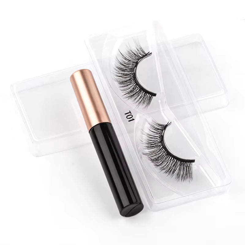 1/3/4Pairs Magnetic Eyelashes False Lashes Repeated Use Eyelashes Waterproof Liquid Eyeliner with Tweezer Make up Sets Hotting